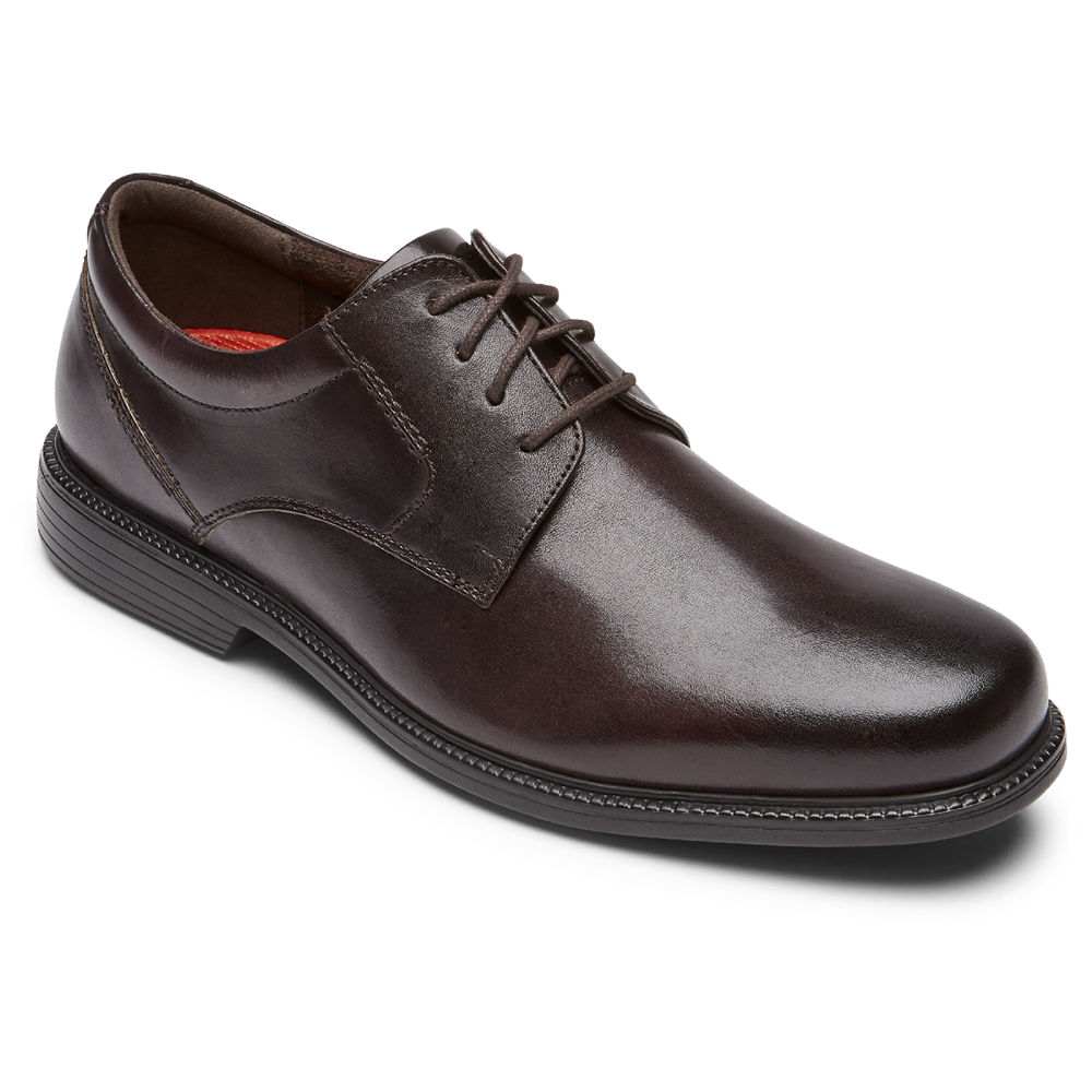 Rockport Singapore Mens Oxfords - Charles Road Plain Toe Dark Brown - NV9416532